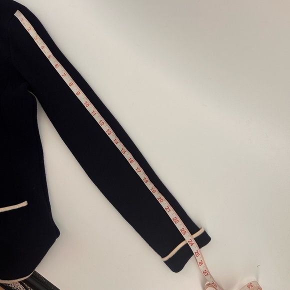 VTG LAUREN RALPH LAUREN Womens Merino Wool Cardi Jacket size M Navy Gold Crest. - Picture 14 of 16